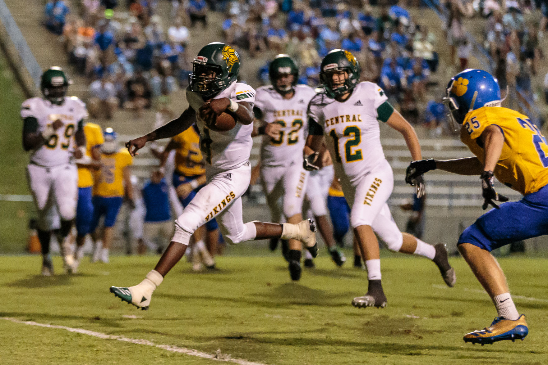 The Central Cabarrus Vikings shut out the Mount Pleasant Tigers 45-0.